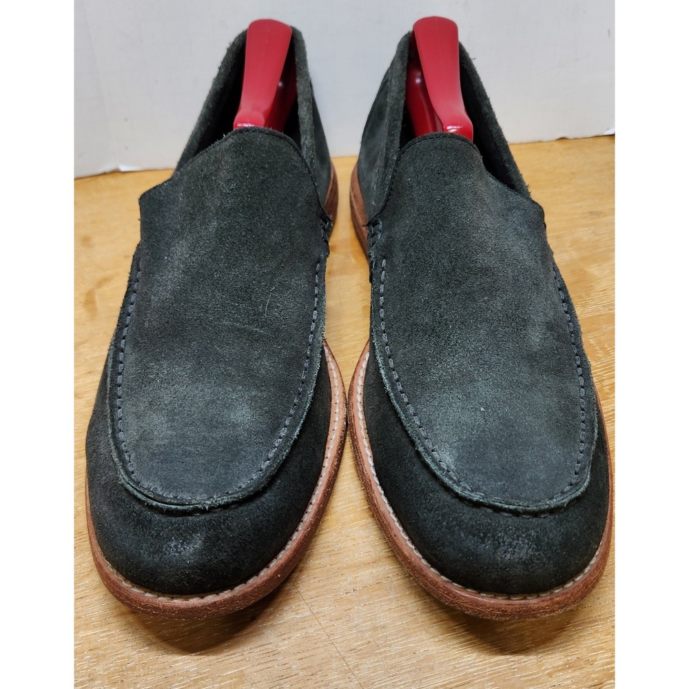 Frye Lewis Venetian Suede Loafers Mens 8.5 D Charcoal Grey Moc Toe Slip On 80621
